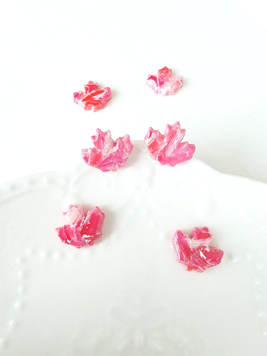 Marble Red Maple Leaf Studs