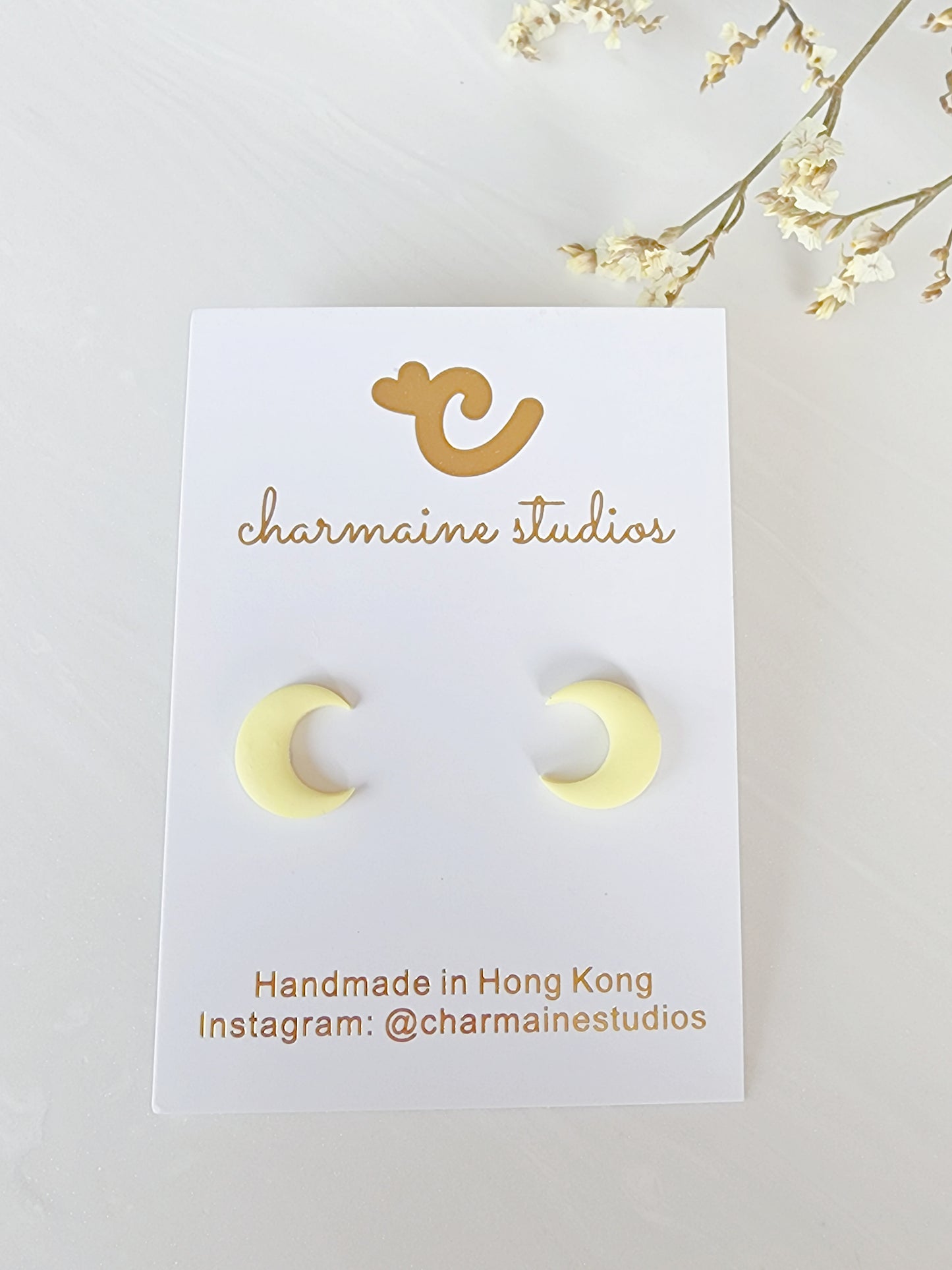 Crescent Moon Studs