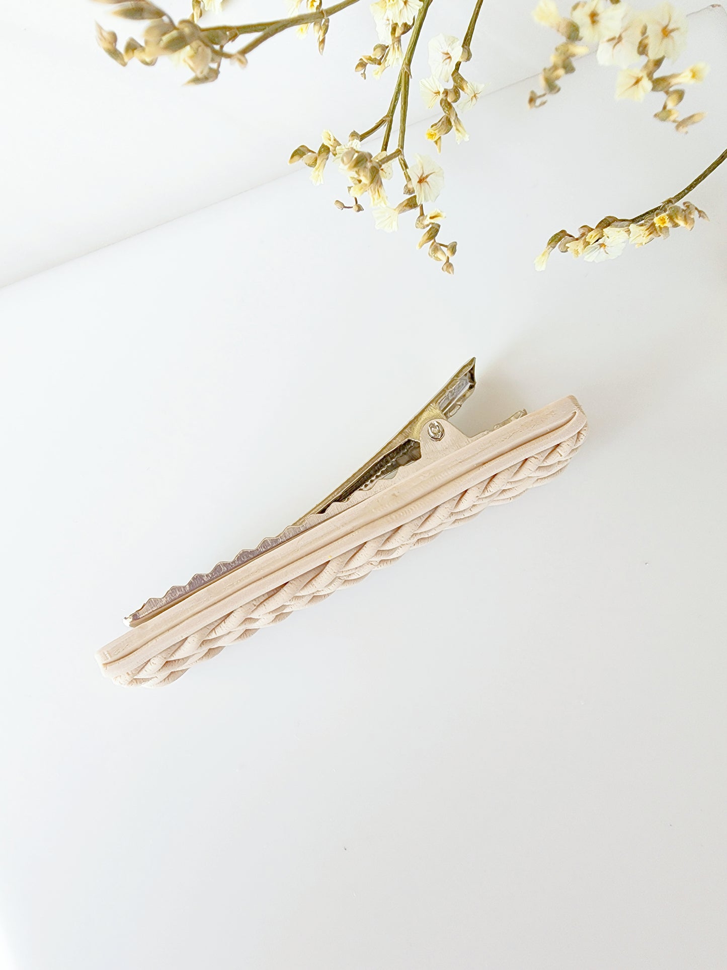 Knitted Beige Hair Clips