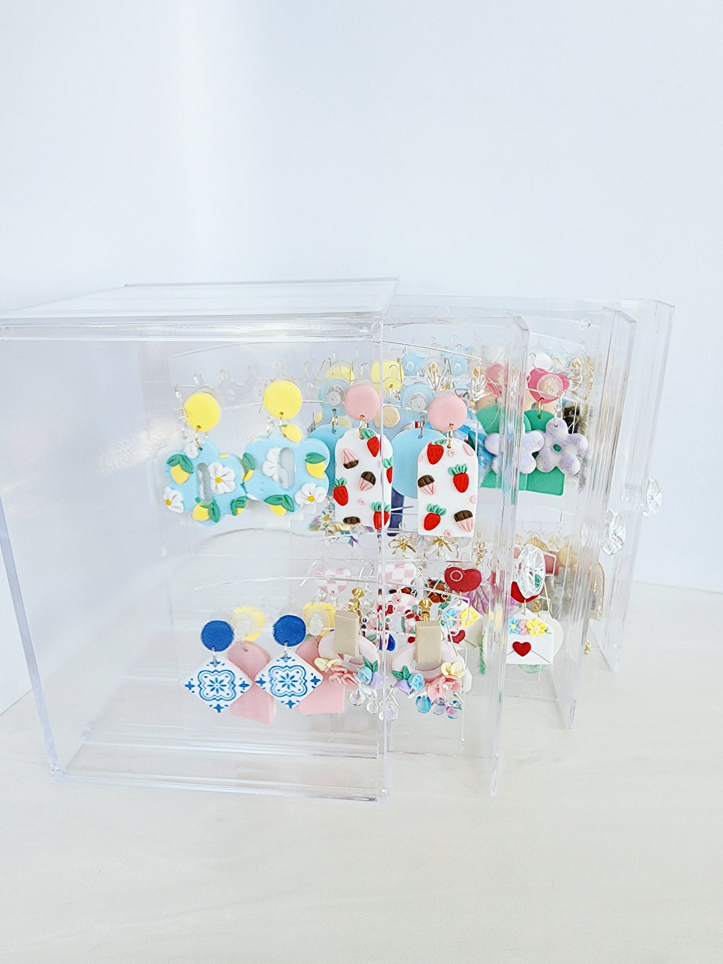 Acrylic Earring Jewelry Box (Transparent 3 Vertical Drawers)