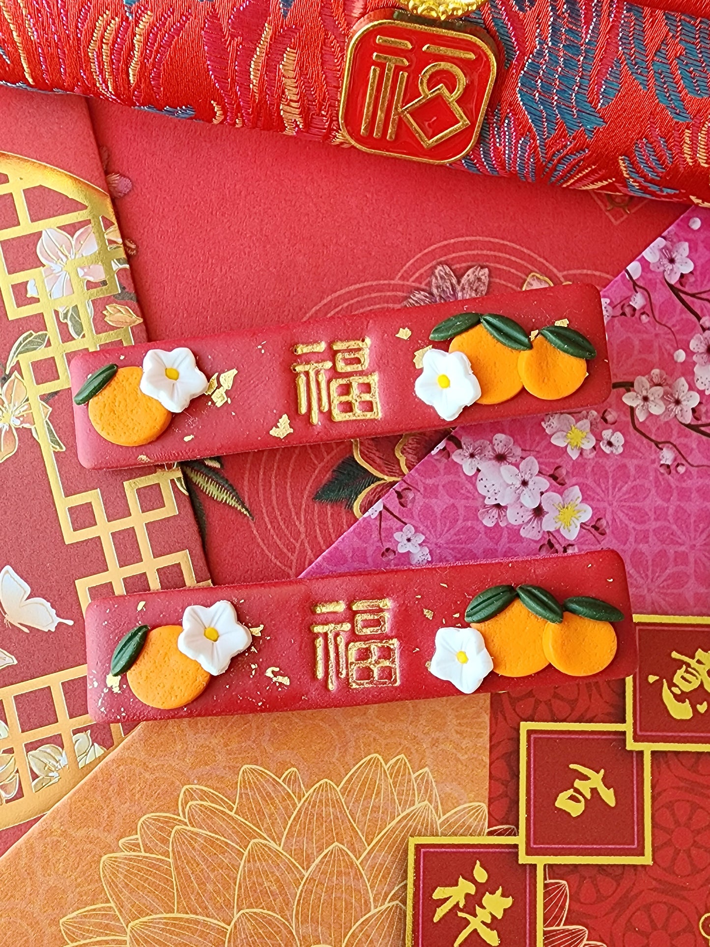 福 Good Fortune Lucky Hair Clip