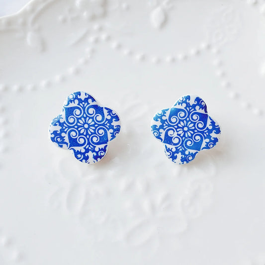 Portuguese Tiles Clover Studs