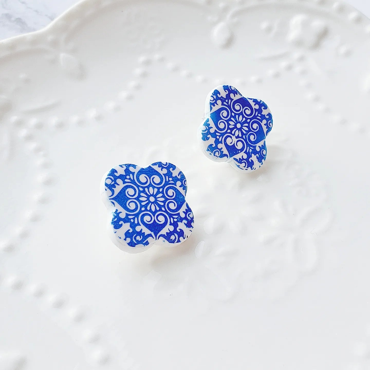 Portuguese Tiles Clover Studs