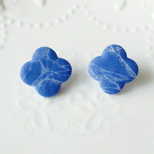 Blue Quartz Clover Studs