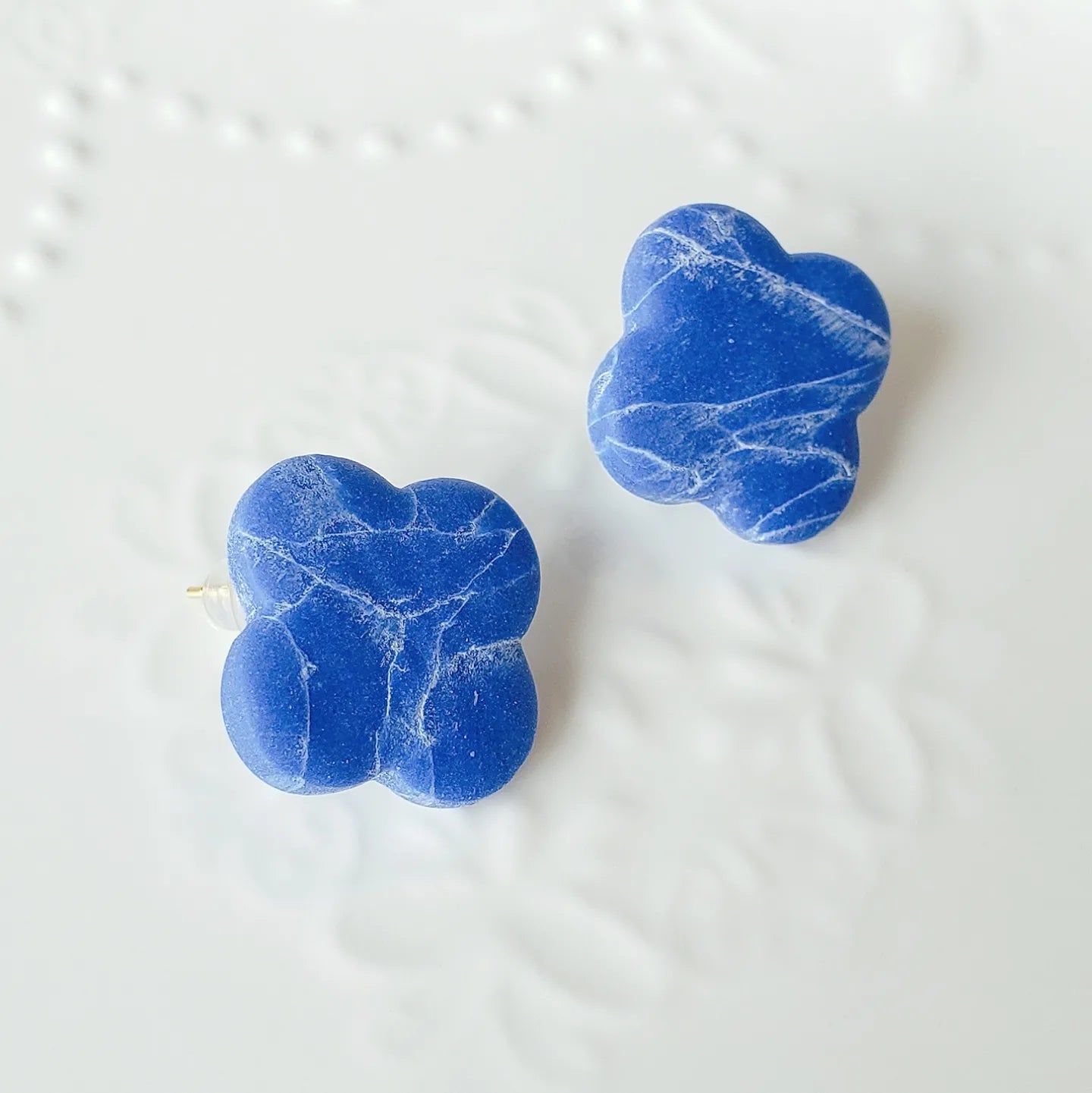 Blue Quartz Clover Studs