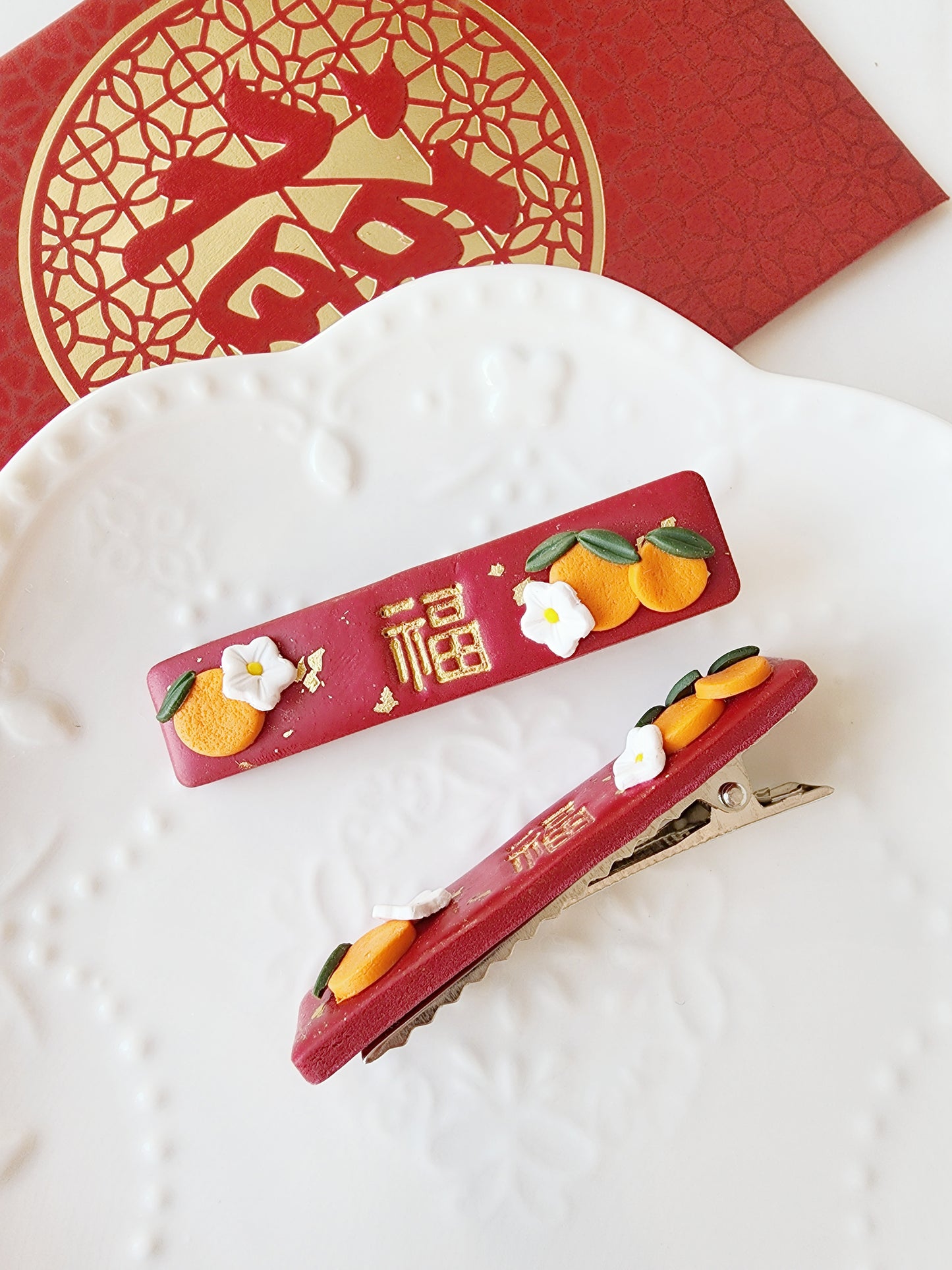 福 Good Fortune Lucky Hair Clip