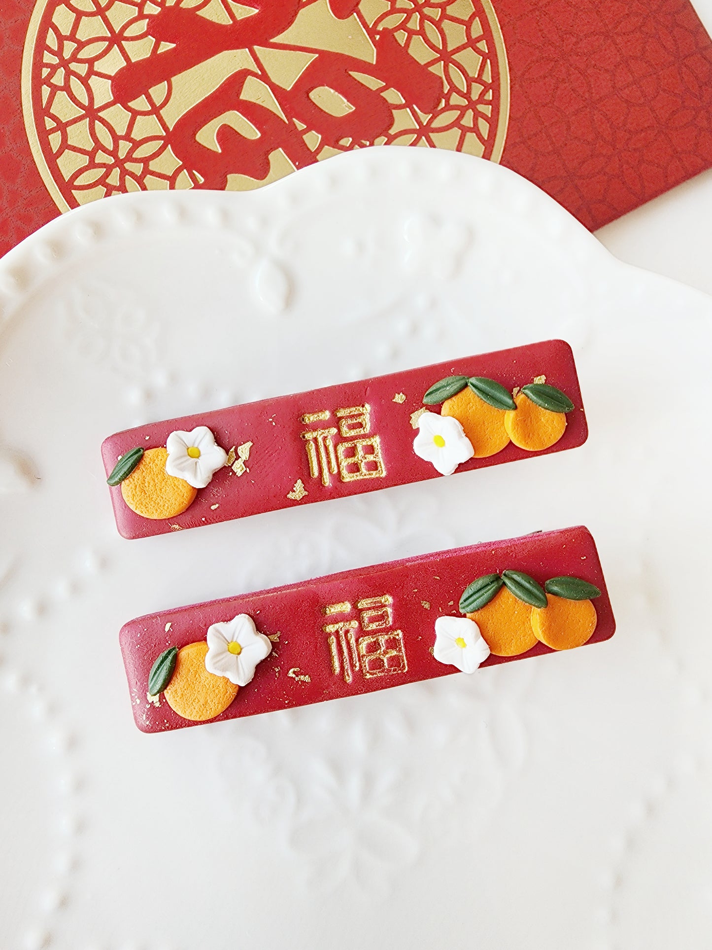 福 Good Fortune Lucky Hair Clip