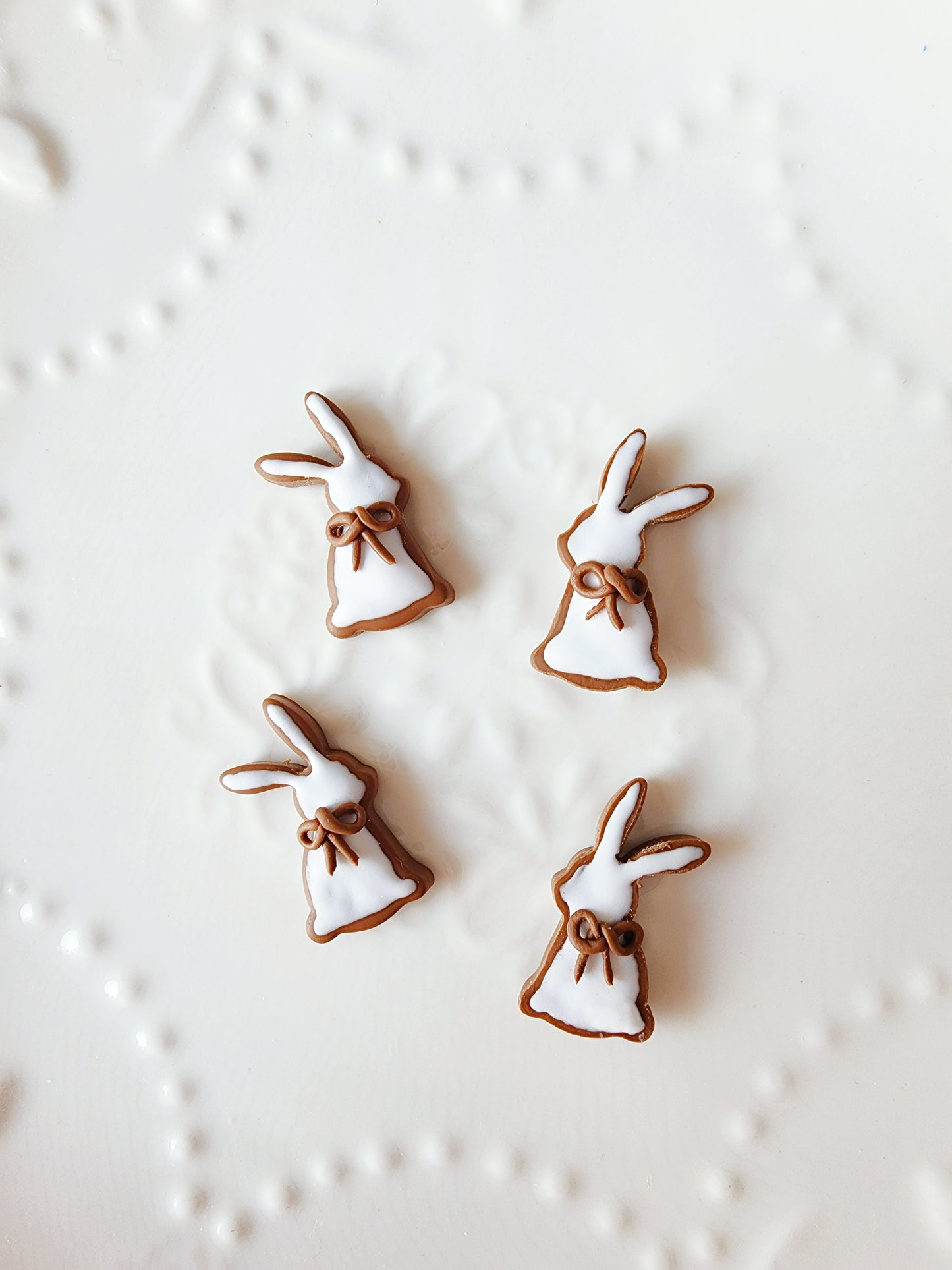 Chocolate Bunnies with Icing and Ribbon