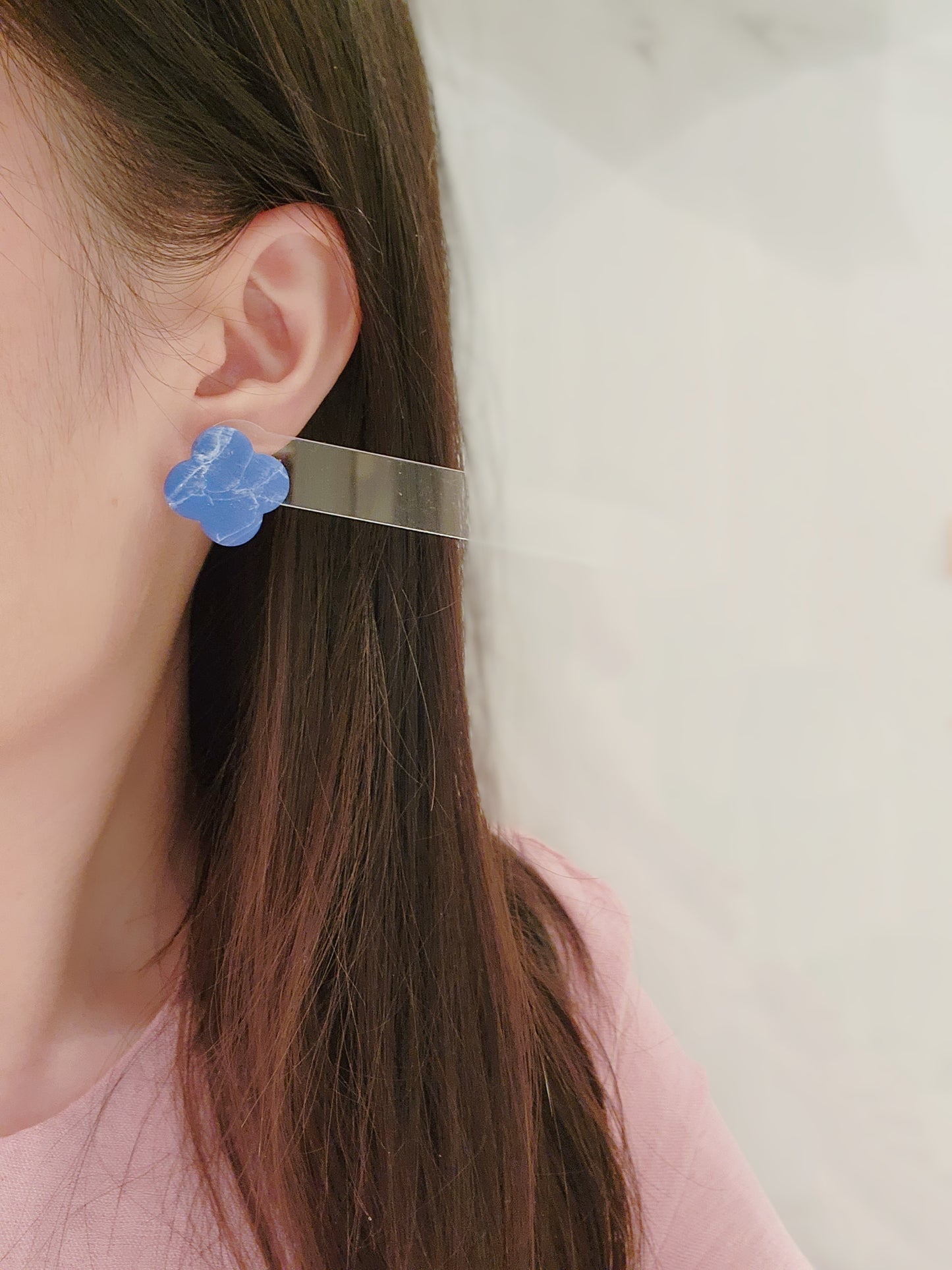 Blue Quartz Clover Studs