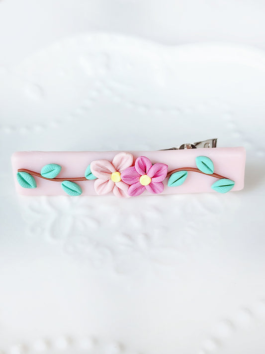 Pink Floral Clips
