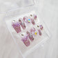 [N06] Purple Ribbon and Diamond Press On Manicure Nails