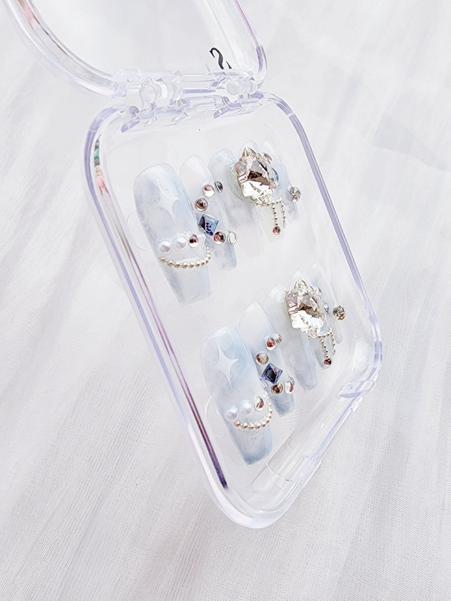 [N04] Moon & Star Diamond Press On Manicure Nails