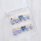 [N01] Blue with Pearl and Diamonds Press On Manicure Nails