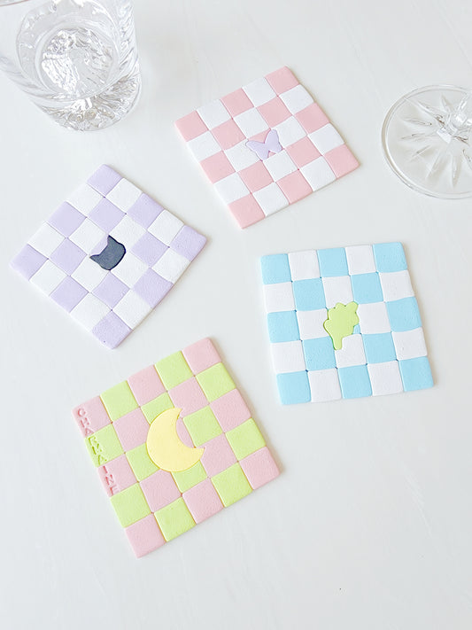 Custom Checkerboard Cup Coasters