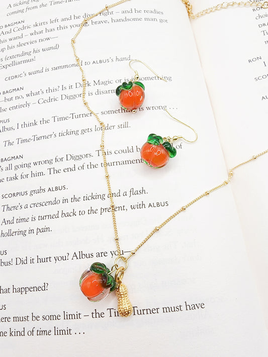 Persimmon & Peanut Necklace & Earring | GOOD THINGS WILL HAPPEN「好事發生 "好柿花生"」