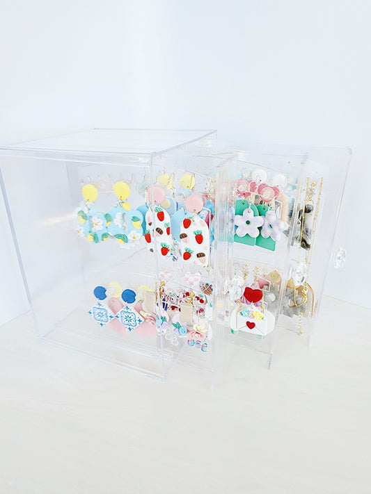 Acrylic Earring Jewelry Box (Transparent 3 Vertical Drawers)