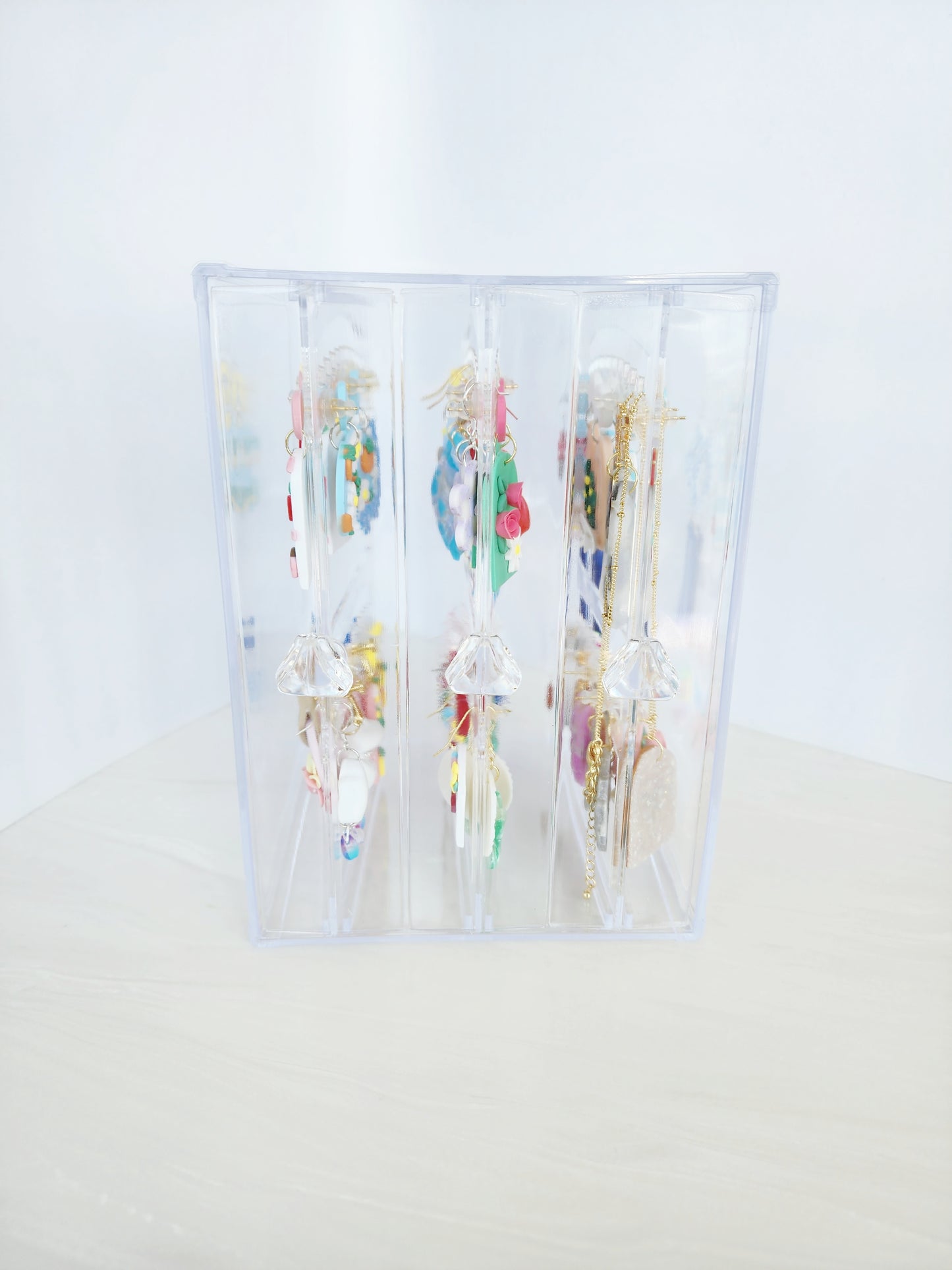 Acrylic Earring Jewelry Box (Transparent 3 Vertical Drawers)