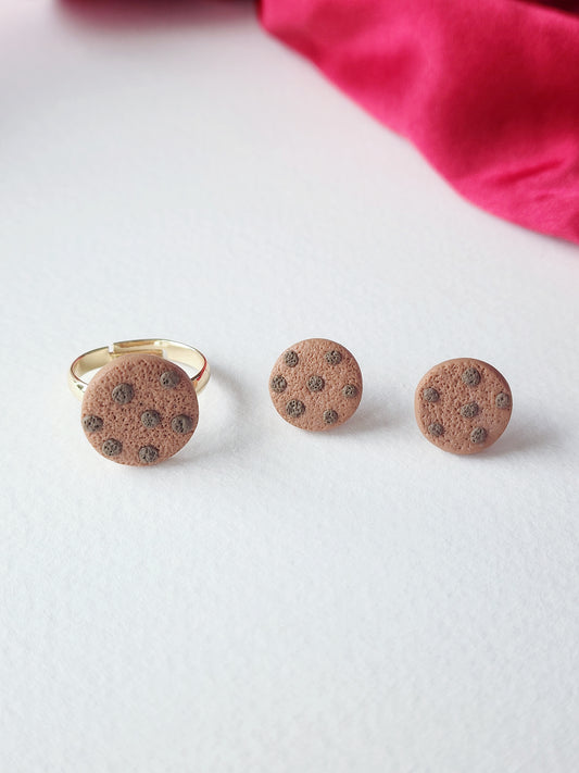 Chocolate Chip Cookies (Earring & Ring)