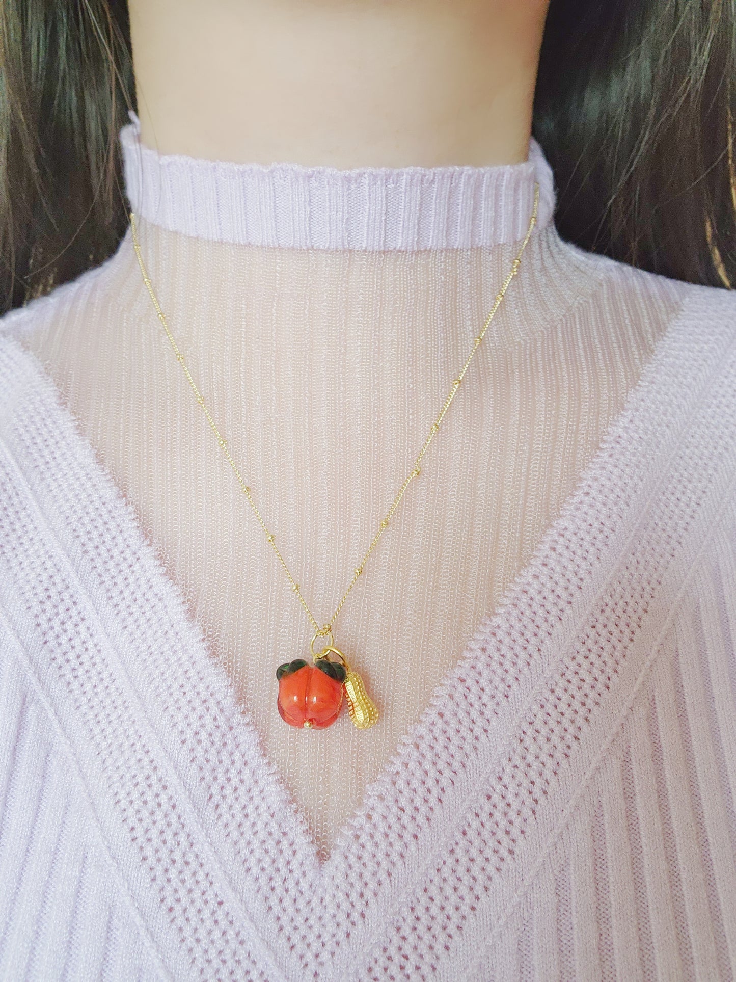 Persimmon & Peanut Necklace & Earring | GOOD THINGS WILL HAPPEN「好事發生 "好柿花生"」
